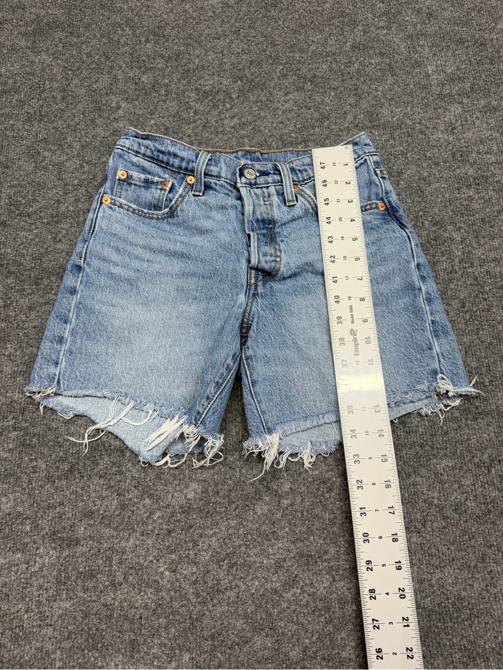 Levi's Light Blue Frayed Denim Cutoff Shorts